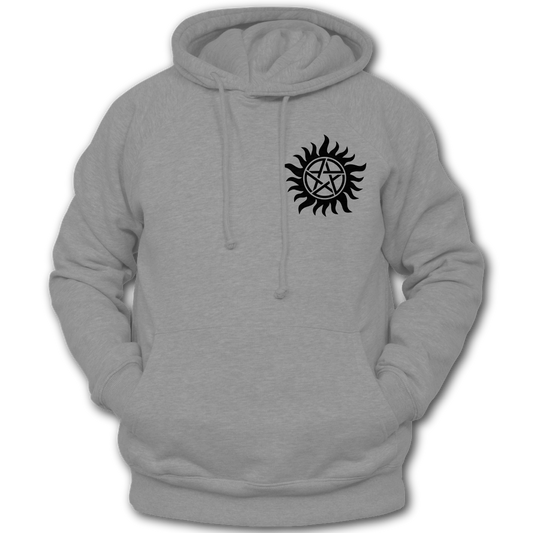 Supernatural inspired Gray hoodie with a symbol on the chest