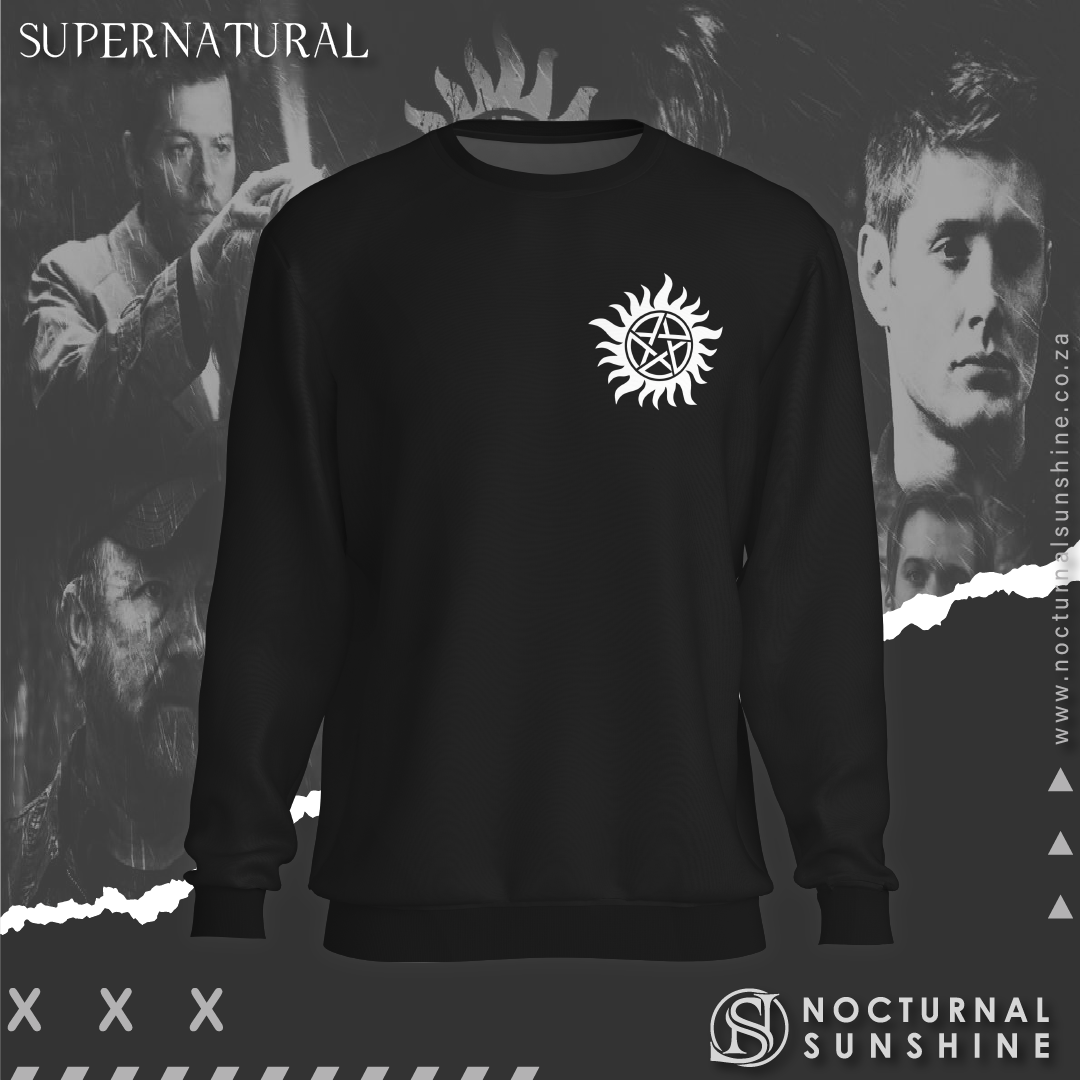 Supernatural inspired sweatshirt with a symbol on the chest