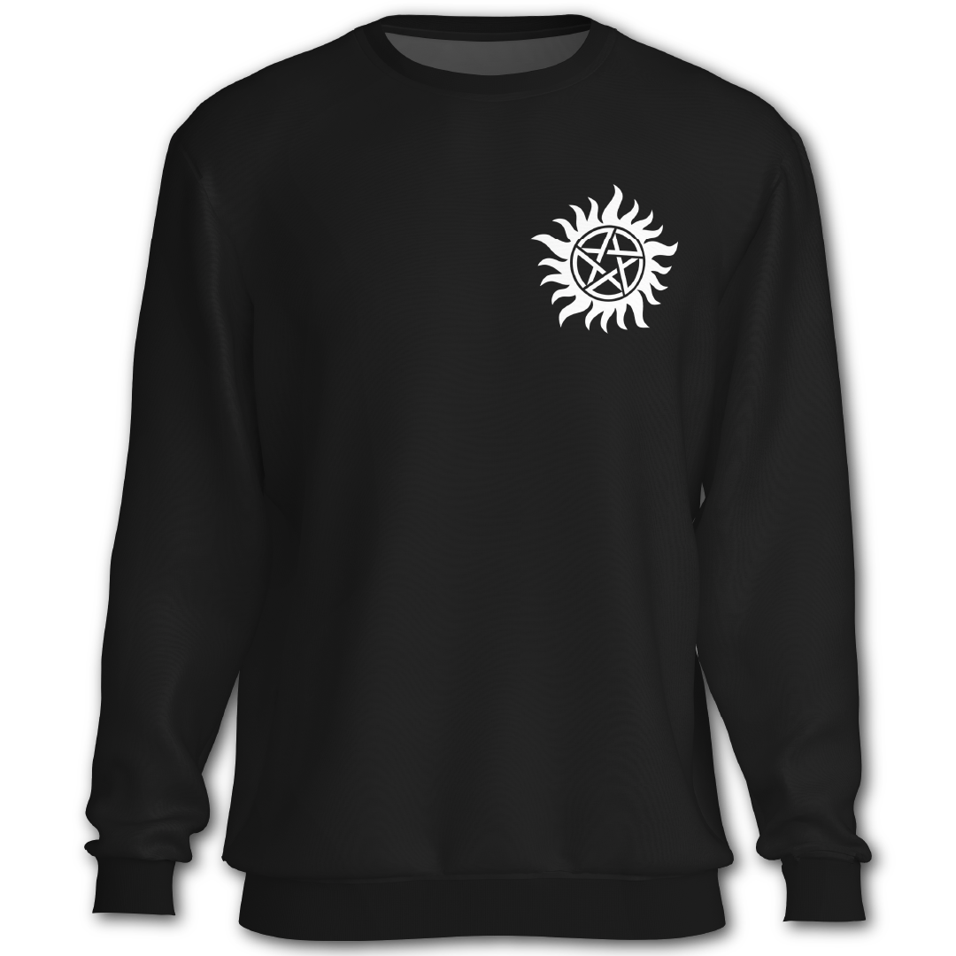Supernatural inspired Black sweatshirt with a symbol on the chest