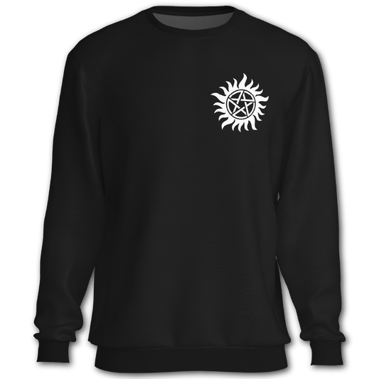 Supernatural inspired Black sweatshirt with a symbol on the chest