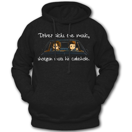 Supernatural inspired black hoodie with graphic design