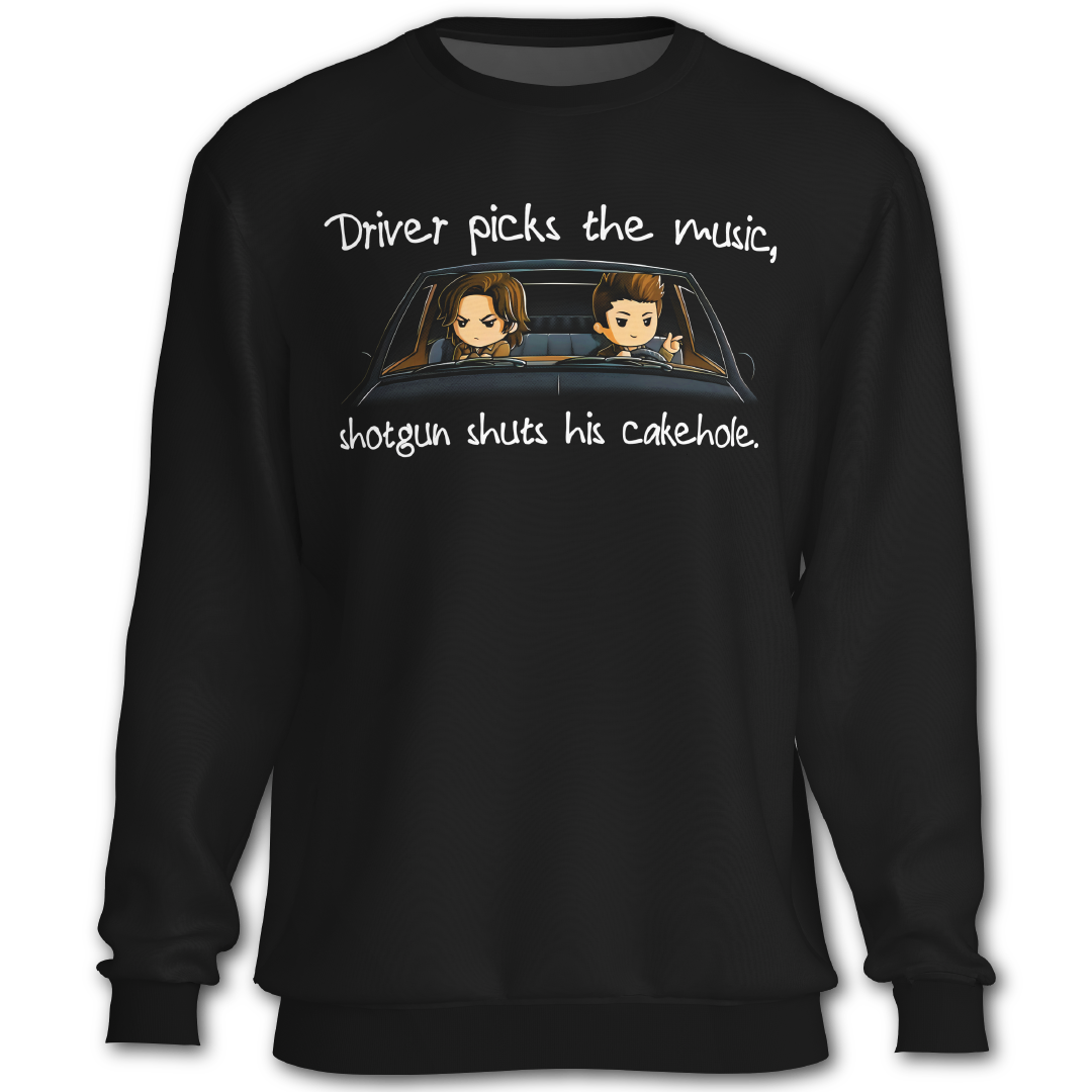 Supernatural inspired black sweatshirt with graphic design