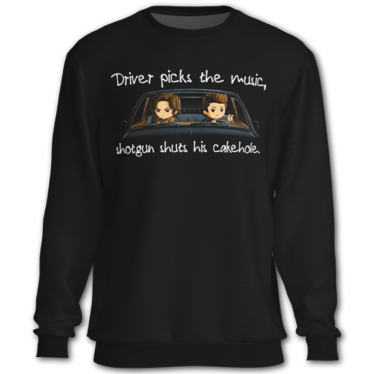 Supernatural inspired black sweatshirt with graphic design