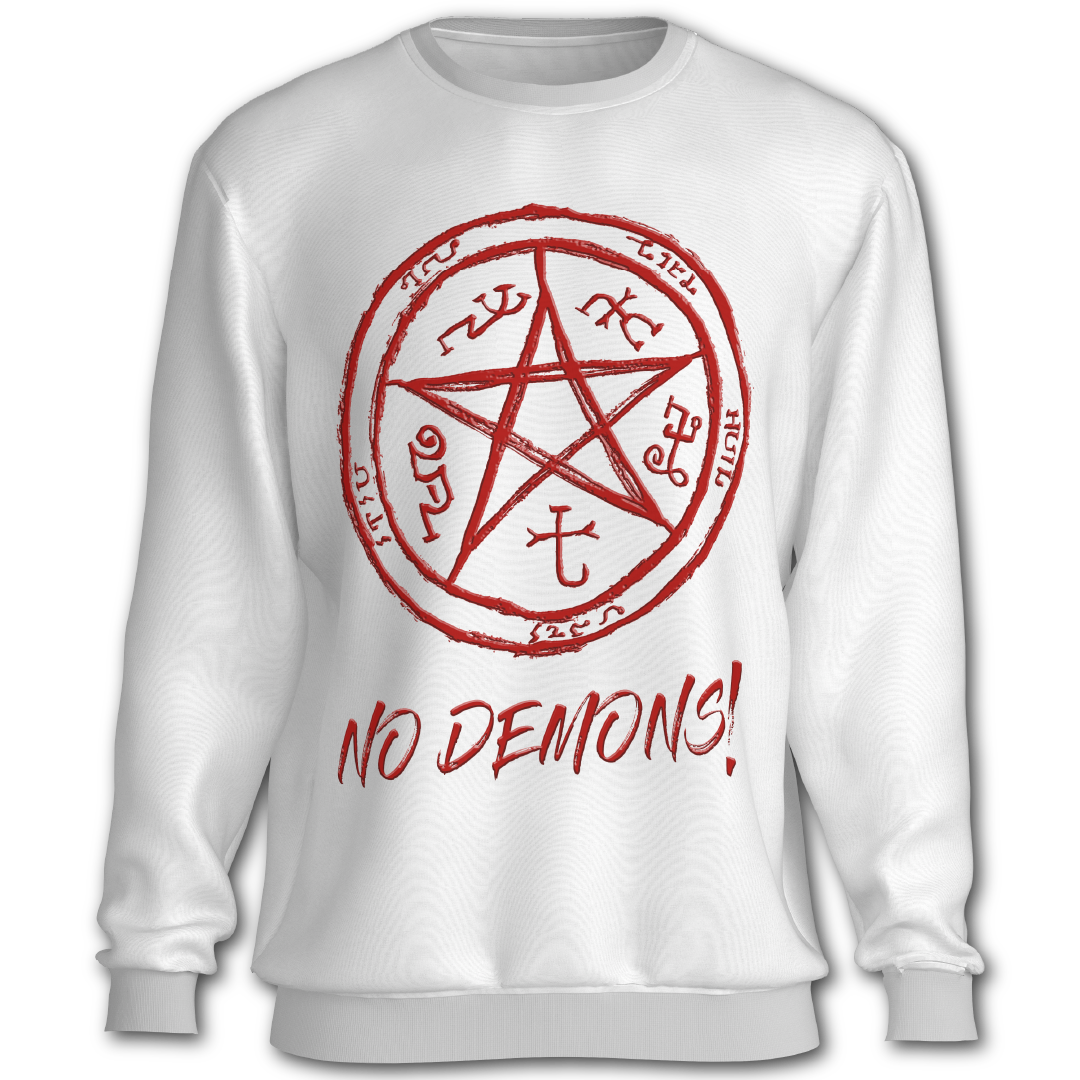 Supernatural inspired white sweatshirt with graphic design