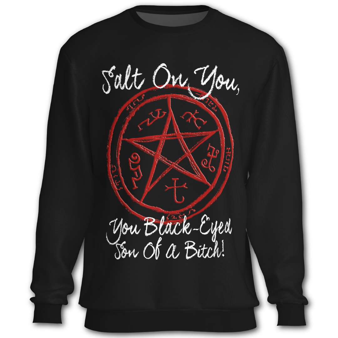 Supernatural inspired black sweatshirt with graphic design. South Africa