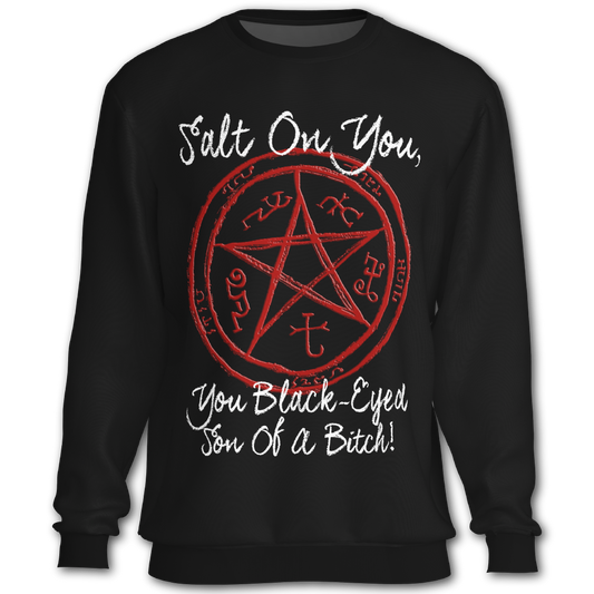 Supernatural inspired black sweatshirt with graphic design. South Africa