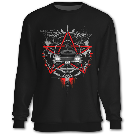 Supernatural inspired black sweatshirt with graphic design. South Africa