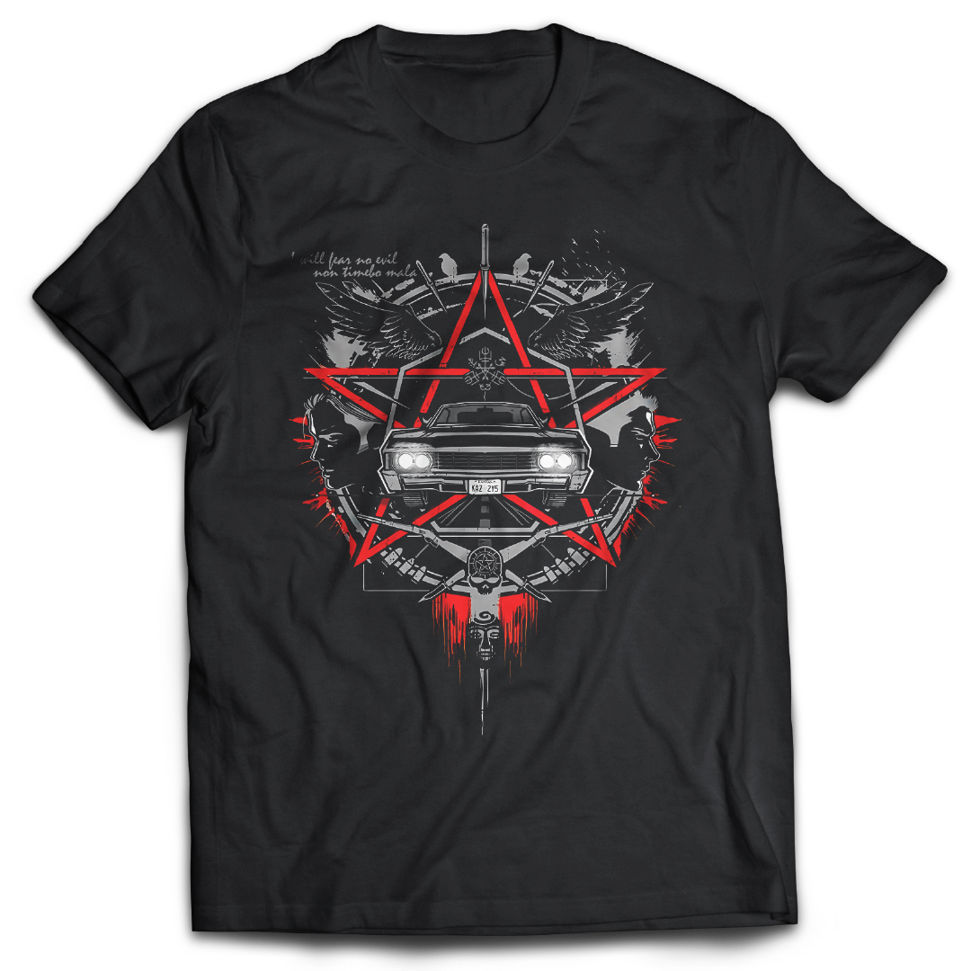 Supernatural inspired black t-shirt with graphic design. South Africa