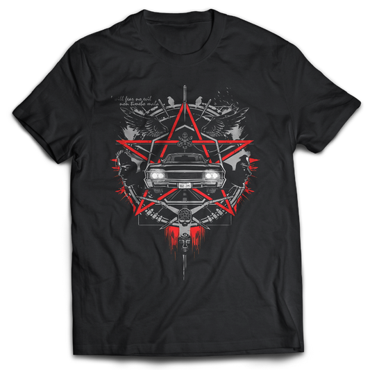 Supernatural inspired black t-shirt with graphic design. South Africa