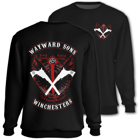 Supernatural inspired black sweatshirt with graphic design. South Africa