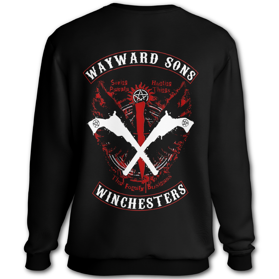 Supernatural inspired black sweatshirt with graphic design. South Africa