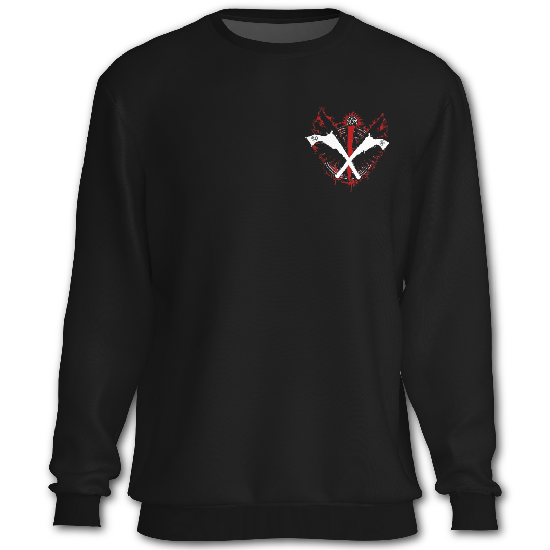 Supernatural inspired black sweatshirt with graphic design. South Africa