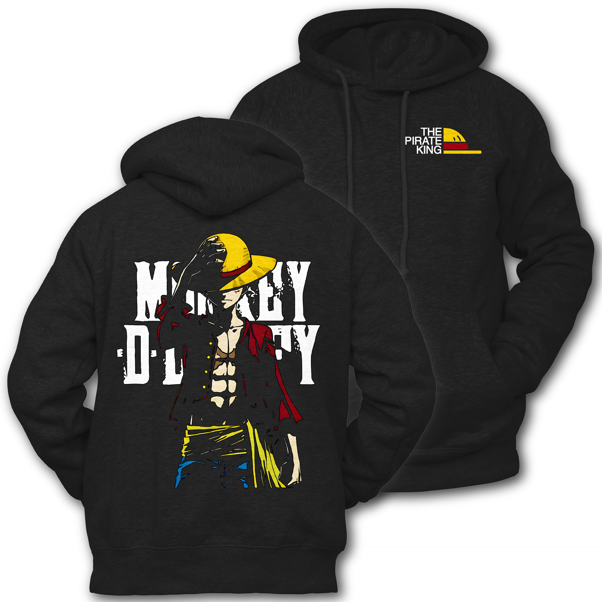 Anime Merch in South Africa. Harness the power of The Pirate King and never compromise on style! Our One Piece inspired hoodie brings you double the anime flair with The Pirate King logo on the front and your favorite unstoppable captain, Monkey D. Luffy, on the back. Plus, you can stay warm and comfy with its high-quality material, 'cause we know the adventure never stops.