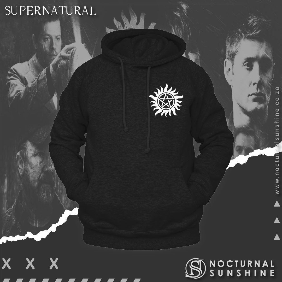 Supernatural inspired hoodie with a symbol on the chest