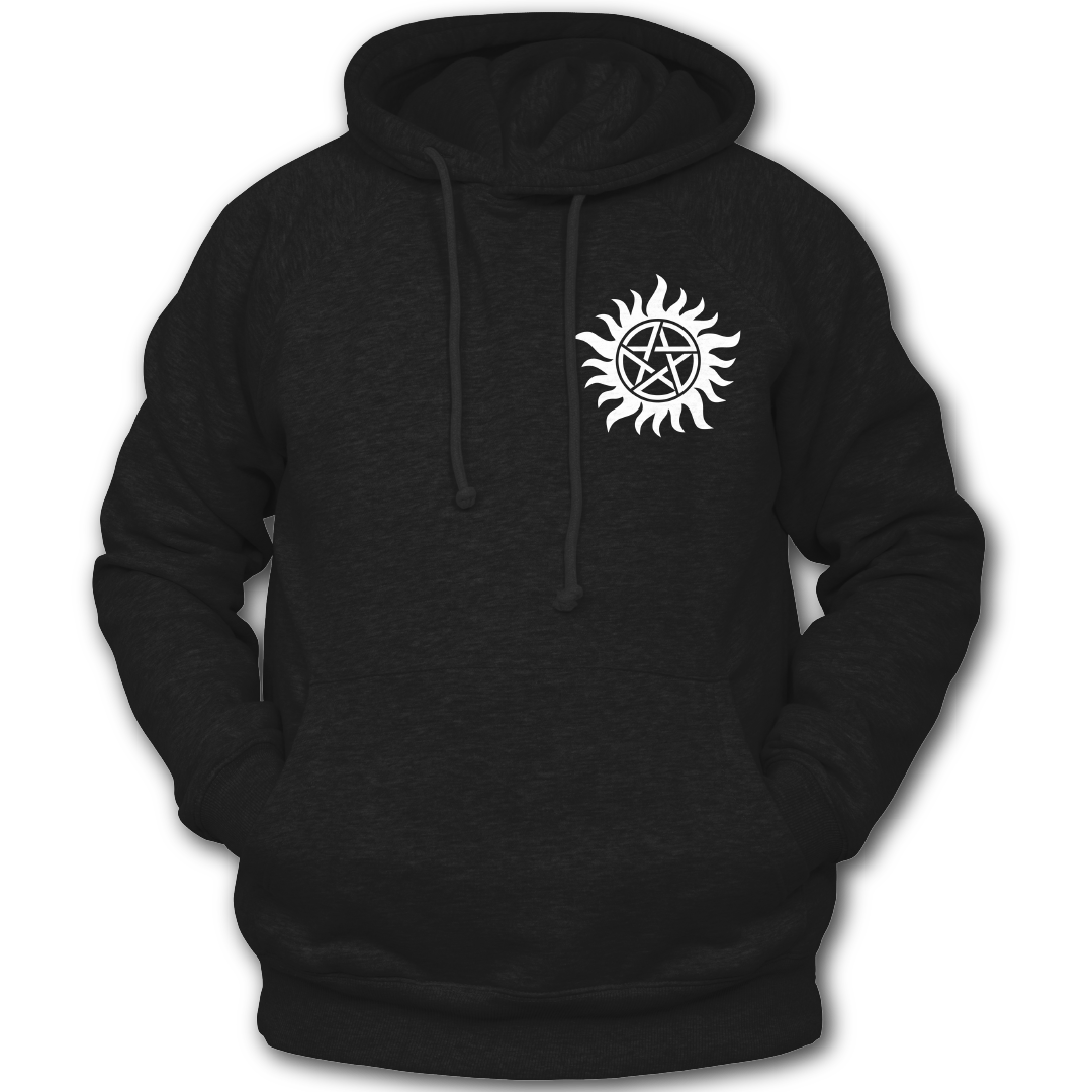 Supernatural inspired Black hoodie with a symbol on the chest