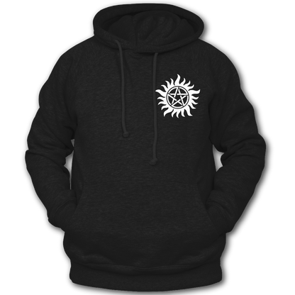 Supernatural inspired Black hoodie with a symbol on the chest