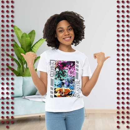 Anime Merch in South Africa. Unite with Tanjiro, Nezuko, Inosuke and Zenitsu with the "Breath of Unity" Demon Slayer t-shirt. This t-shirt is made for action and adventure!