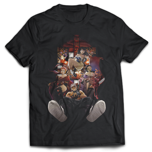 Anime Merch in South Africa. Time to get flashy and make a bold statement with this stylish "Sound Hashira X Tengen Uzui"  Demon Slayer t-shirt! Featuring Tengen, a powerful and skilled fighter with incredible physical prowess. Crafted from premium quality cotton, this t-shirt is the perfect way to show off your bold style. Slay in style with this must have t-shirt!