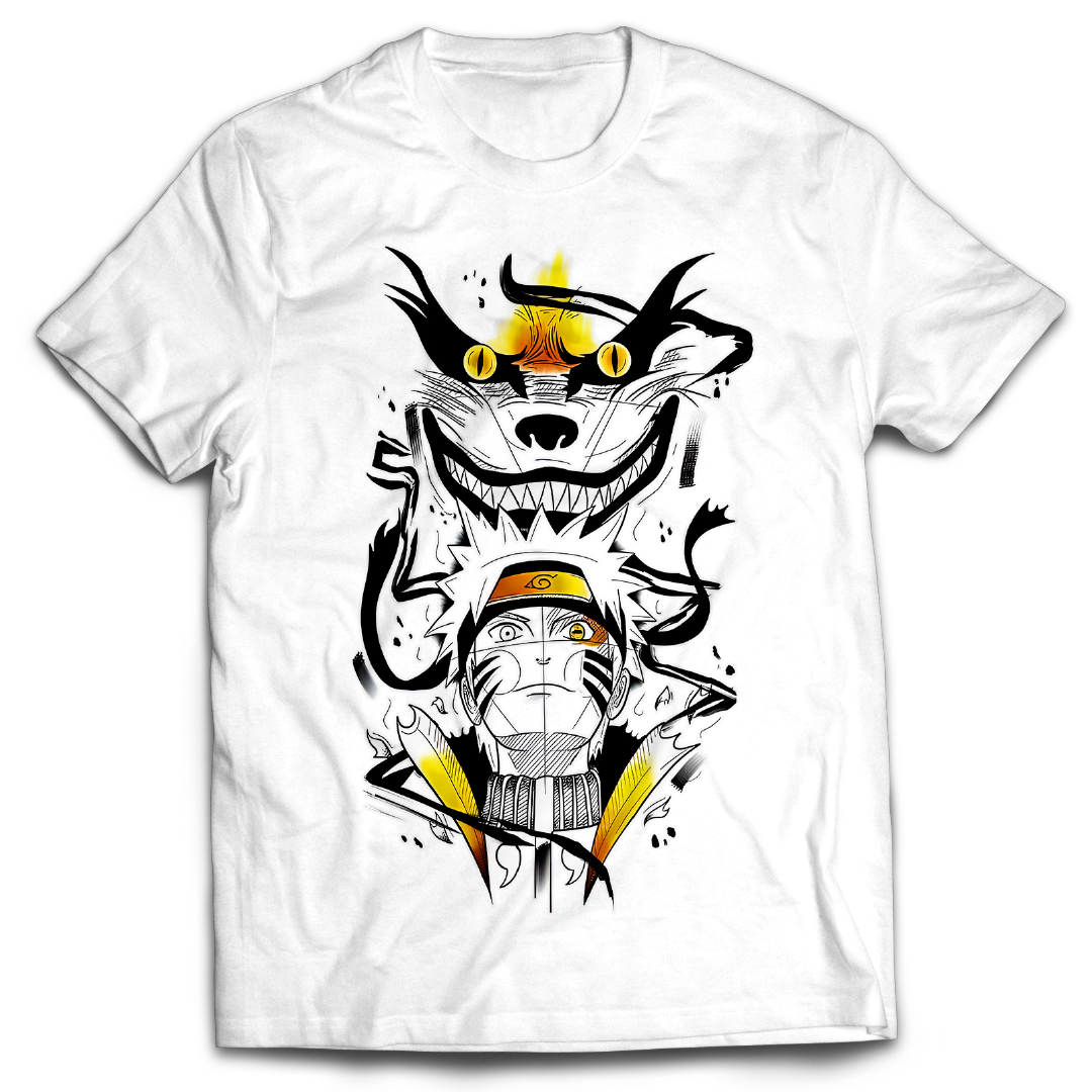 Anime Merch in South Africa. Unleash the power of Naruto and Kurama with this bold graphic t-shirt. Harness the power of a jinchuriki with this t-shirt, crafted from premium quality cotton. Show off your fearless spirit and sharp style with this iconic anime design. Join them in their legendary bond of strength!