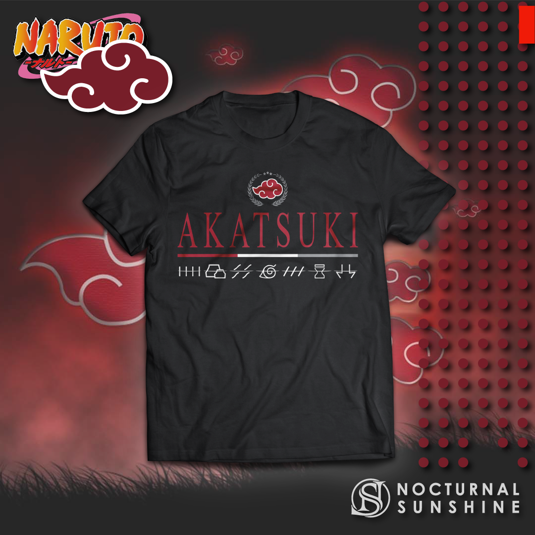 Anime Merch in South Africa. This Akatsuki t-shirt, inspired from the Naruto anime, is the perfect way to show off your love for the popular series.