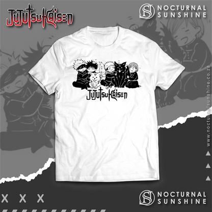 Jujutsu Kaisen - The First Years Chibi - JJK - Anime - T-shirt - Satoru Gojo, Megumi Fushiguro, Yuji Itadori and Nobara Kugisaki