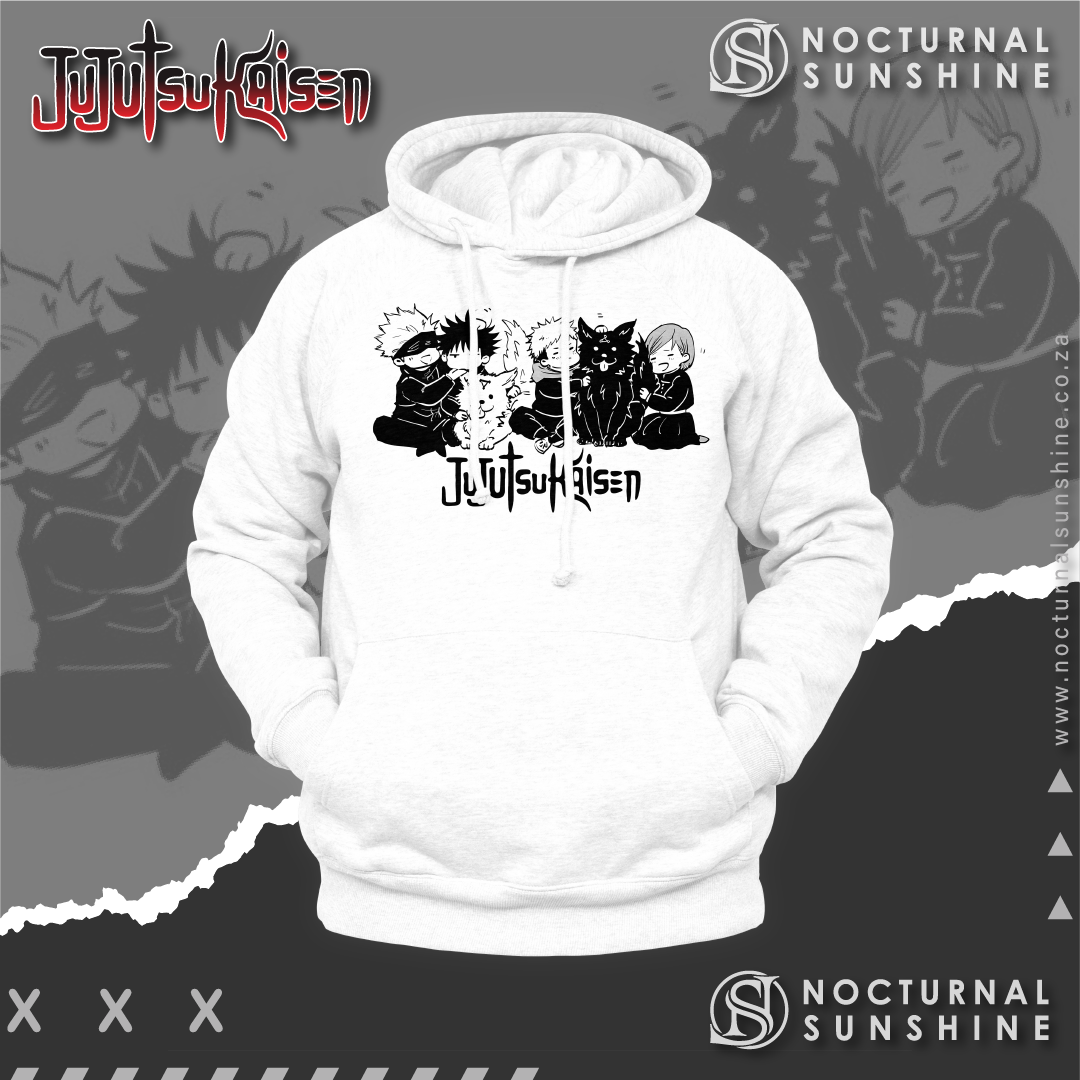 Jujutsu Kaisen - The First Years Chibi - JJK - Anime - Hoodie- Satoru Gojo, Megumi Fushiguro, Yuji Itadori and Nobara Kugisaki