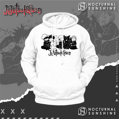 Jujutsu Kaisen - The First Years Chibi - JJK - Anime - Hoodie- Satoru Gojo, Megumi Fushiguro, Yuji Itadori and Nobara Kugisaki