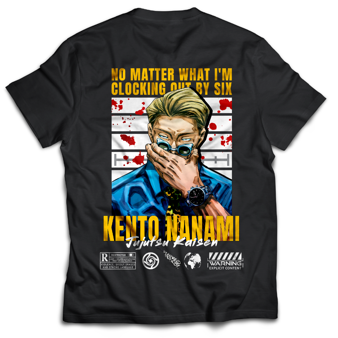 Overtime - Kento Nanami - Jujutsu Kaisen - JJK - Anime - Tee - Back