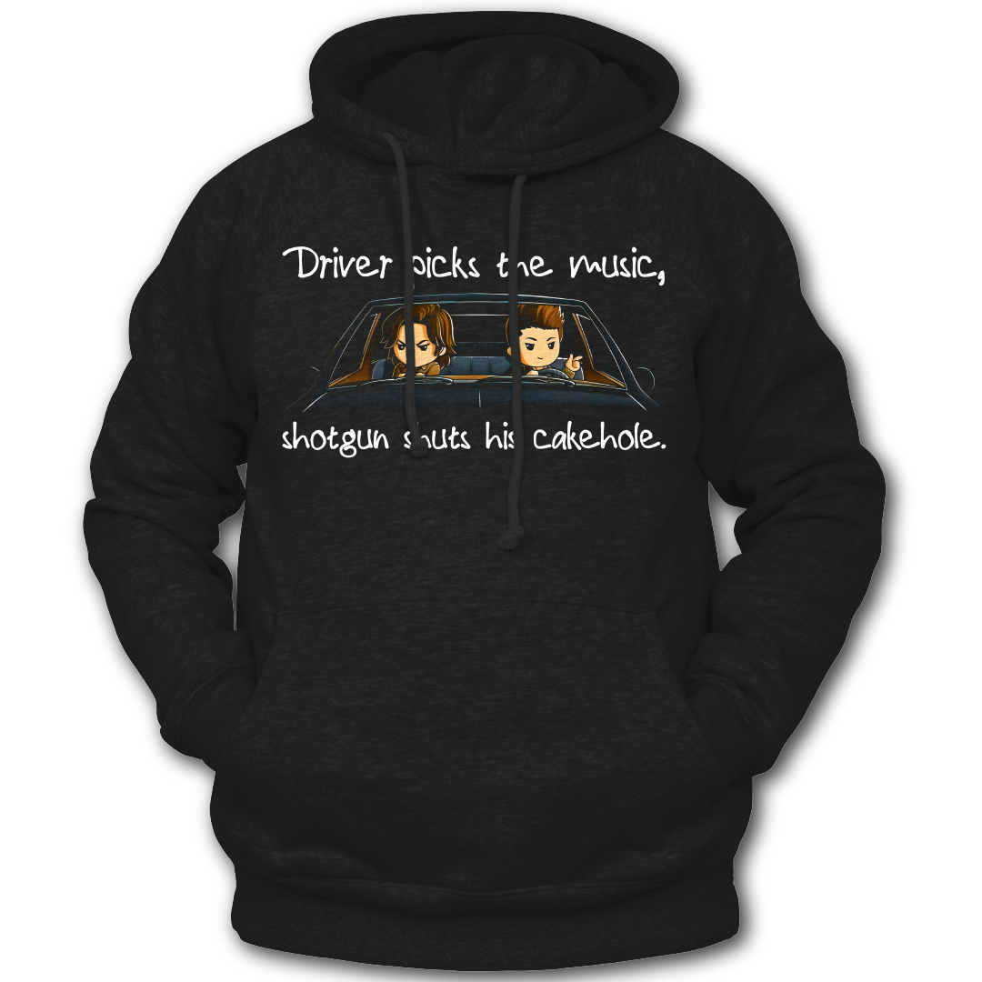 Supernatural inspired black hoodie with graphic design