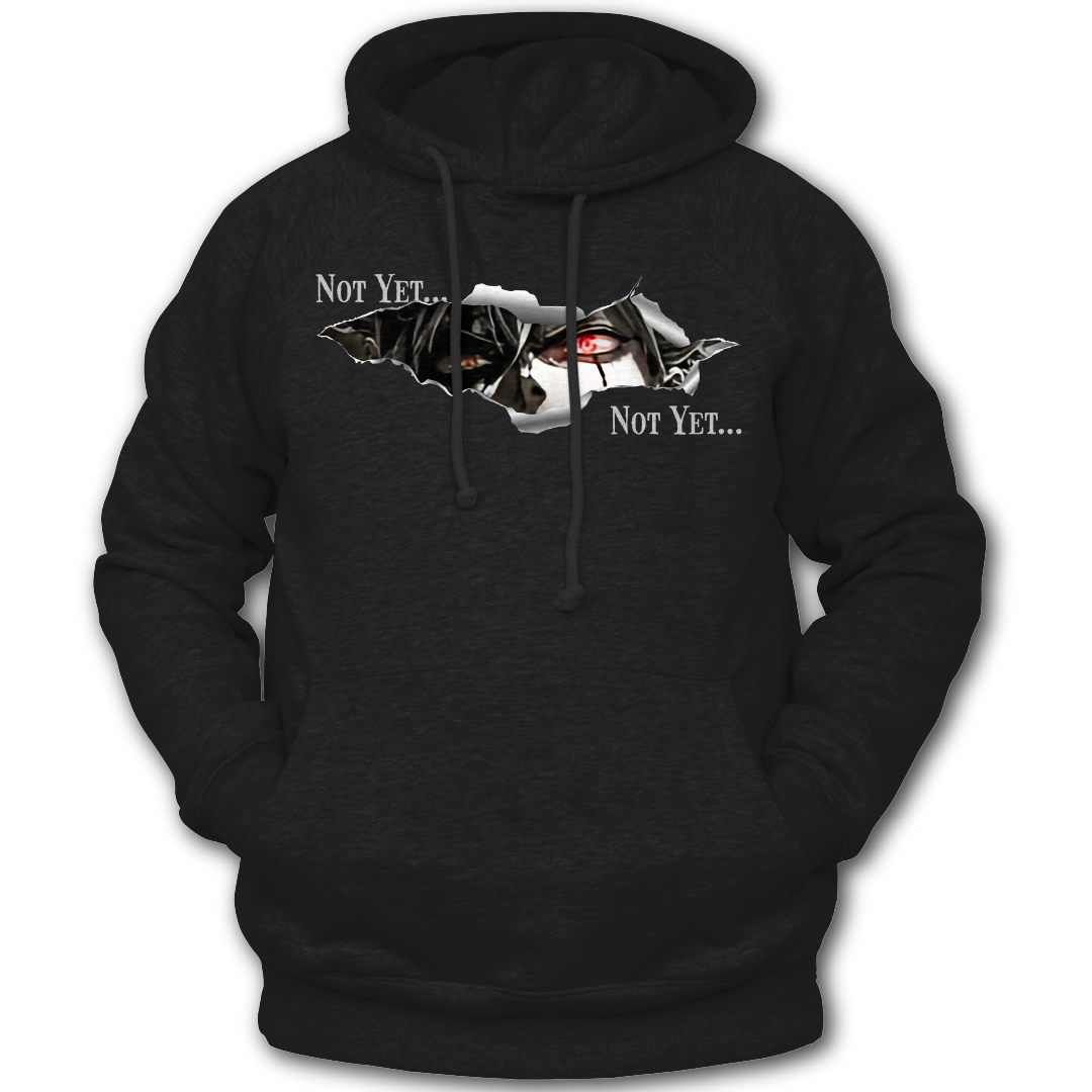 Black hoodie with graphic on the front, inspired by Black Clover the anime.