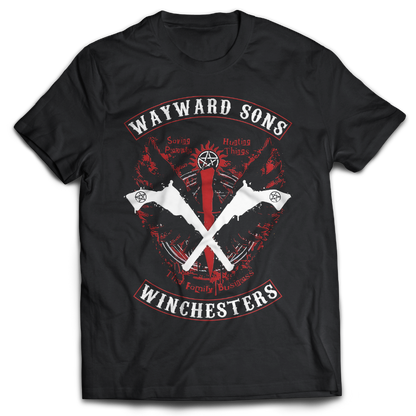 Supernatural inspired black t-shirt with graphic design. South Africa